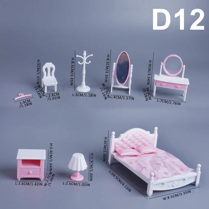 1:12 Miniature Furniture Forest Family Kitchen Toy Dining Table Dollhouse Accessories Bathroom Pretend Play For Girl Gifts To