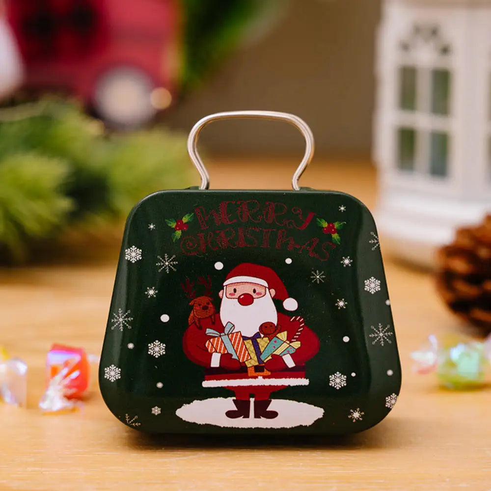 Christmas Decoration 2025 Metal Box Handbag Shape Tin Jar Jewelry Storage Case Kids Gift Can Storage Boxes 2026 Xms Party Dec