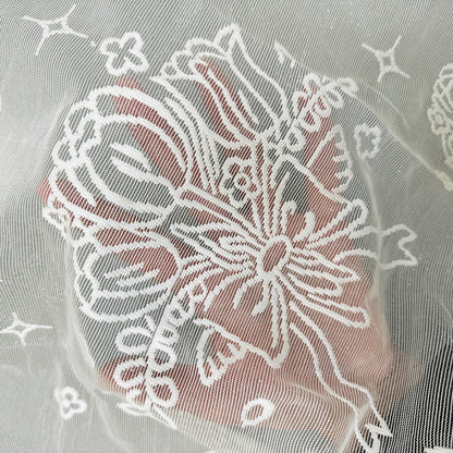 New French Tulip Bouquet Lace Tablecloth, Coffee Table, Bedside Table Cover, Plain White Three-Dimensional Table Runner