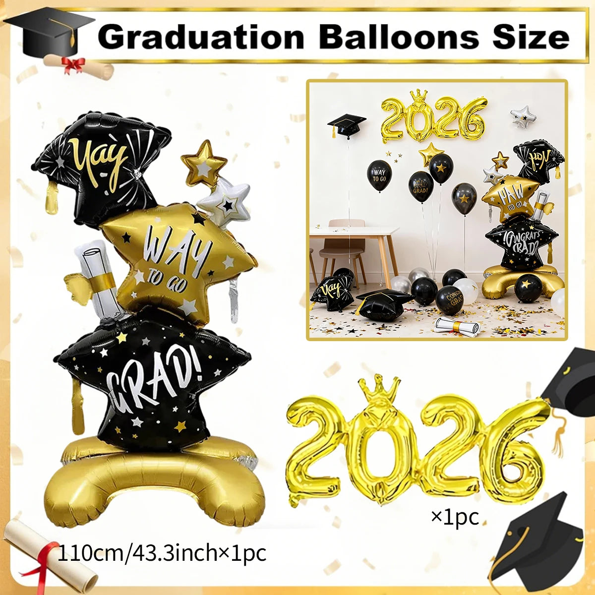 2026 Graduation Season Decoration Balloon 2026 Balloon for Graduation Season Campus Decoration Balloon Indoor and Outdoor Dec
