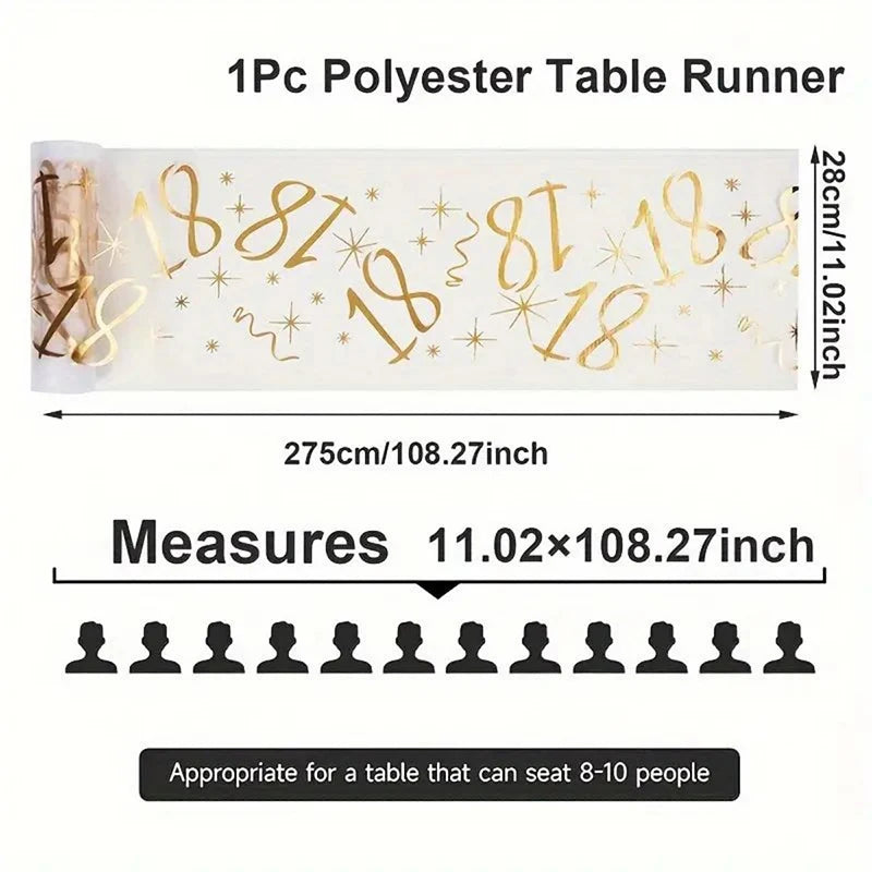 18th 90th Birthday Table Runner Birthday Party Decor 3M Gold Table Cover Roll for Table Home Birthday Celebration Party Suppl