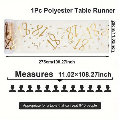 18th 90th Birthday Table Runner Birthday Party Decor 3M Gold Table Cover Roll for Table Home Birthday Celebration Party Suppl