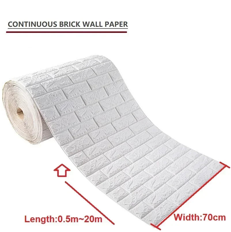 70cmx1/5/10m 3D Wallpaper Decoration Self-adhesive Antique Foam Brick Wallpaper Living Room Bedroom Waterproof 3d Wall Sticke