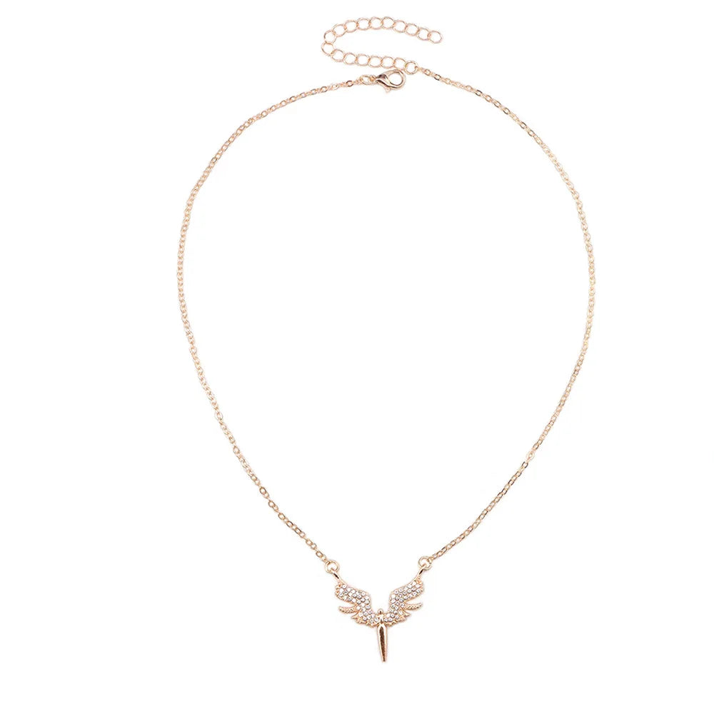 Angel Wings Pendant Necklace for Men Unisex Hip Hop Gothic Punk Clavicle Chain Trendy Classic Gold Silver Neck Jewelry Gift