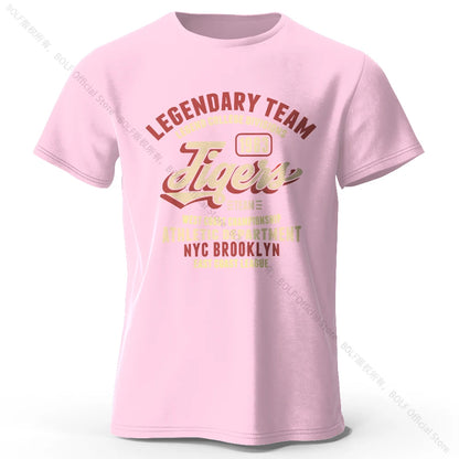 Minimalist Tiger Silhouette Printed 100% Cotton T-Shirt, Breathable Round Neck Short Sleeve Tee for Men & Women - Pink / XXXL