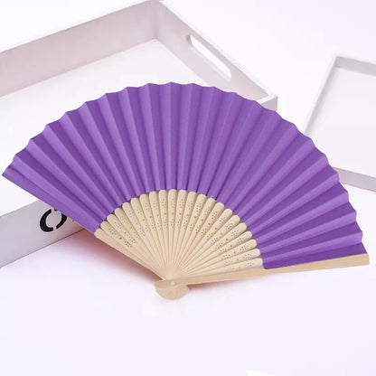 Hand Held Fan Paper Folding Fan Party Decorative New Fashionable Simple Decorative Blank Folding Fans Candy Colored Can DIY -
