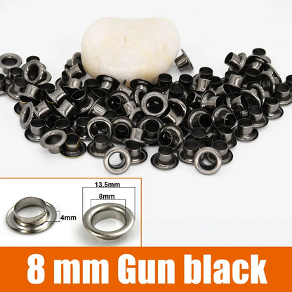 100sets 6/8/10/12mm Brass Eyelets with Washers Grommet Repairing Round Eye Rings for Shoes Bag Clothing Skin Belt Hat