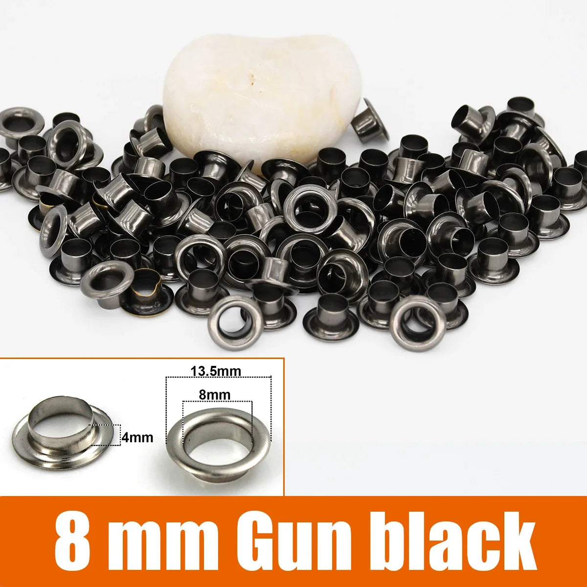 100sets 6/8/10/12mm Brass Eyelets with Washers Grommet Repairing Round Eye Rings for Shoes Bag Clothing Skin Belt Hat - 8mm G