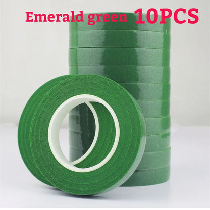 Green Flower Stem Sticks DIY Floral Material Handmade Wire Stem Floriculture Tape Self-adhesive Bouquet Floral Stem Paper Tap