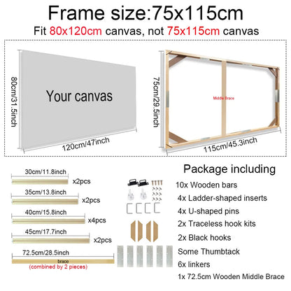 Various Sizes Canvas Frame Wooden Frames Natural Wooden Photo Oil Painting Canvas Diamond Painting Frames Canvas Wood Wall Fr