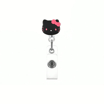 Kawaii Gift Kitty Cat Retractable Badge Reel Sparkling card holder accessories With Keychain For Women Student office supplie
