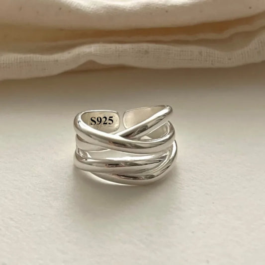 925 Sterling Silver Rings for Women Couple Minimalist Handmade Simple Wide Open Ring Prevent Allergy Jewelry Party Wedding Gi