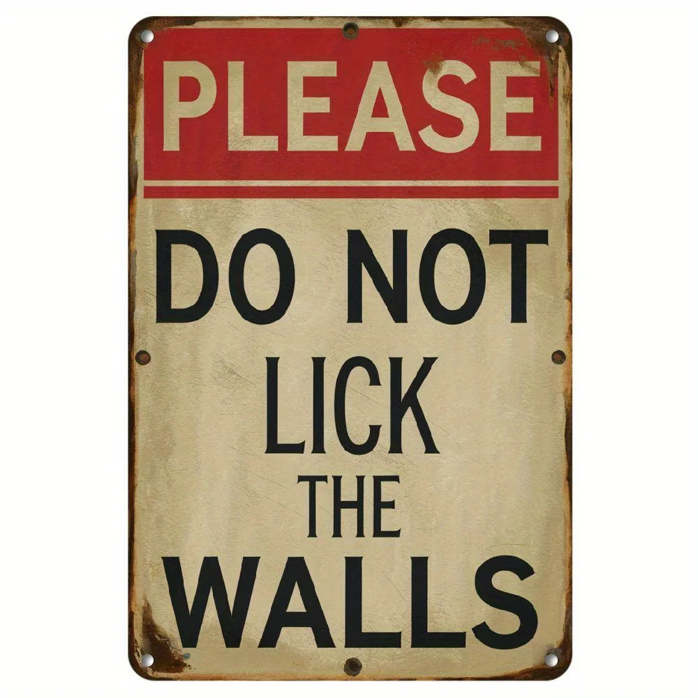 Metal Decorative Sign, (20cmx30cm), Iron, Wall Hanging, with "Don't Lick the Wall" Text, for Home Decor, Bedroom