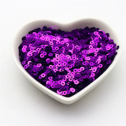 10g Solid Color Sequins Flat Round Pvc Clothing and Shoes Accessories DIY Hand-embroidered Flat Pieces 3mm 4mm 5mm 6mm - purp