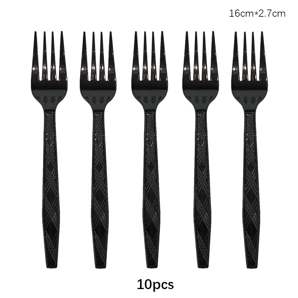 Disposable Knife Fork Spoon Cutlery Set Pink Blue Disposable Tableware Birthday Party Decorations Wedding Baby Shower Supplie