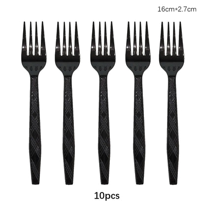 Disposable Knife Fork Spoon Cutlery Set Pink Blue Disposable Tableware Birthday Party Decorations Wedding Baby Shower Supplie