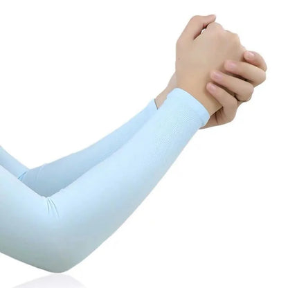 1 Pair Summer Long Ice Silk Arm Sleeves Sun UV Protection Hand Protector Cover Sunscreen Outdoor Elastic Half Finger Gloves S