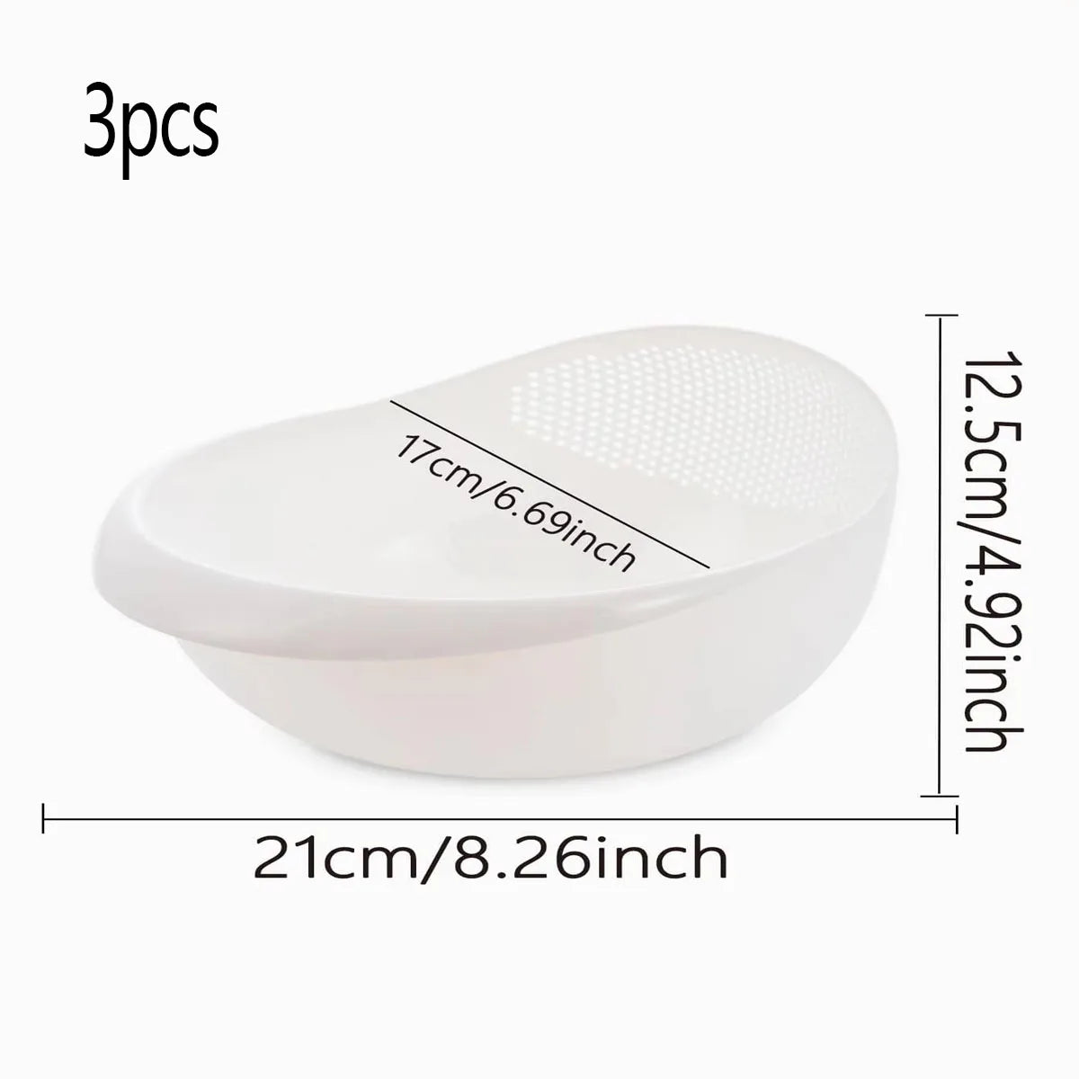 1/3pcs- Colander Rice Bowl Drain Basket Fruit Bowl Washing Drain Basket with Handle Washing Basket Home Kitchen Organizer - 3
