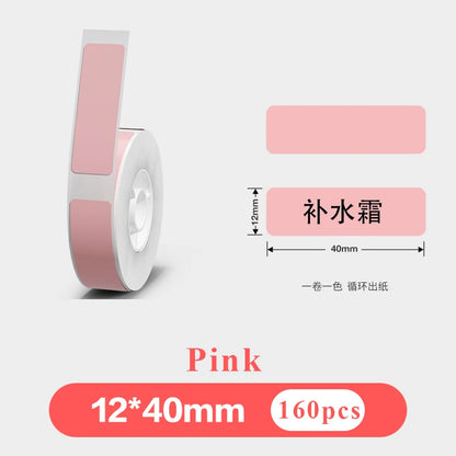 1Roll P12 P15 Thermal Label Sticker 12mm*40mm Tape Compatible Phomemo D30 Q30 Marklife P11 P50 L12 DELI Q2 Labeller - pink 12