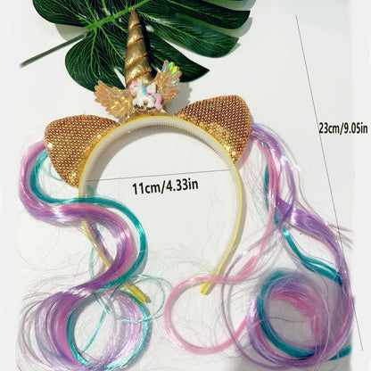 Unicorn Birthday Girl Headband Baby Shower Party Cute Kids Hair Hoop Hairbands Accessories Unicorn Birthday Party Decor Headw