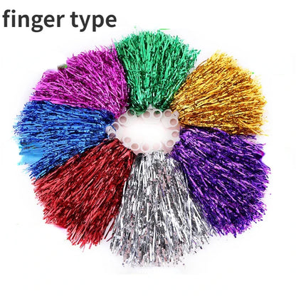 Cheerleading Pom Poms with Handle Cheer Balls Gold Yellow Pink Red Green Blue for Hand Dance Women Girl Kids Pompoms Accessor