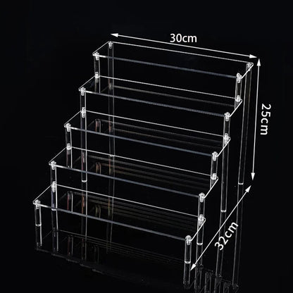1-5 Tier Acrylic Display Stand Perfume Doll Clay Figurine Blind Box Storage Rack Transparent Ladder Makeup Organization W-2 -