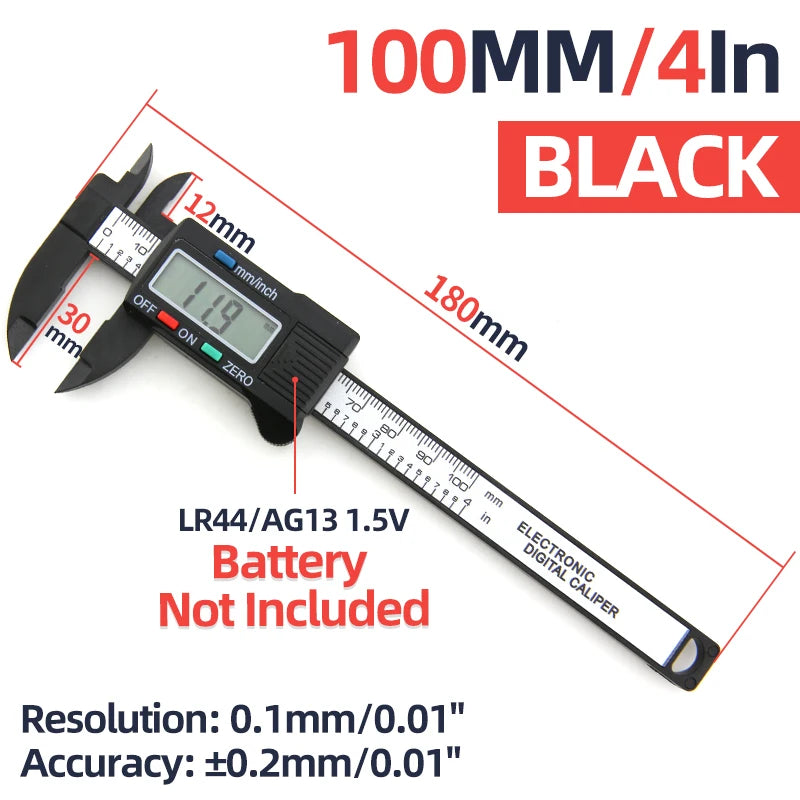 Electronic Pachometer Digital Caliper Vernier Calipers Micrometer Ruler Carbon Fibre Plastic Gauge Measuring Tools Instrument