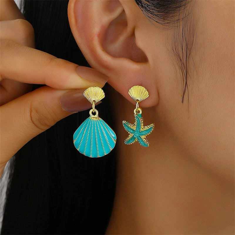 Vintage Metal Shell Stud Earrings for Women Trendy Accessories Personalization Jewelry Earrings Daily Wear Creative Jewelry G