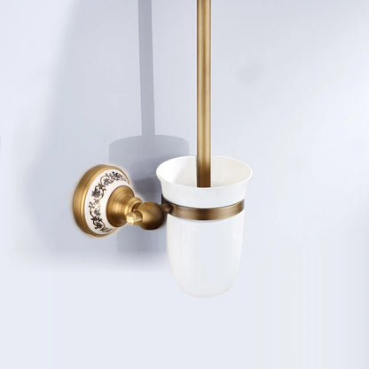 Antique Brushed Solid Brass Bathroom Accessories Sets European Porcelain Bathroom Hardware Sets Ceramic Retro Bathroom Produc