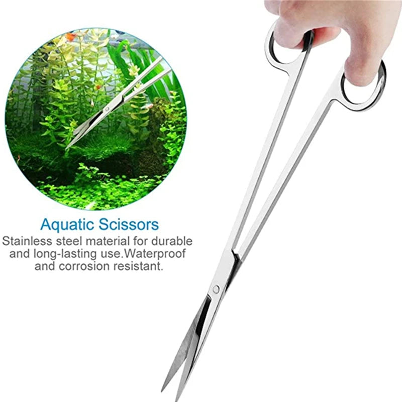 Aquarium Accessories Hard Stainless Steel Aquarium Tool Scissor Tweezers Plants Wave Scissors Fish Tank Shovels Cleaner Suppl