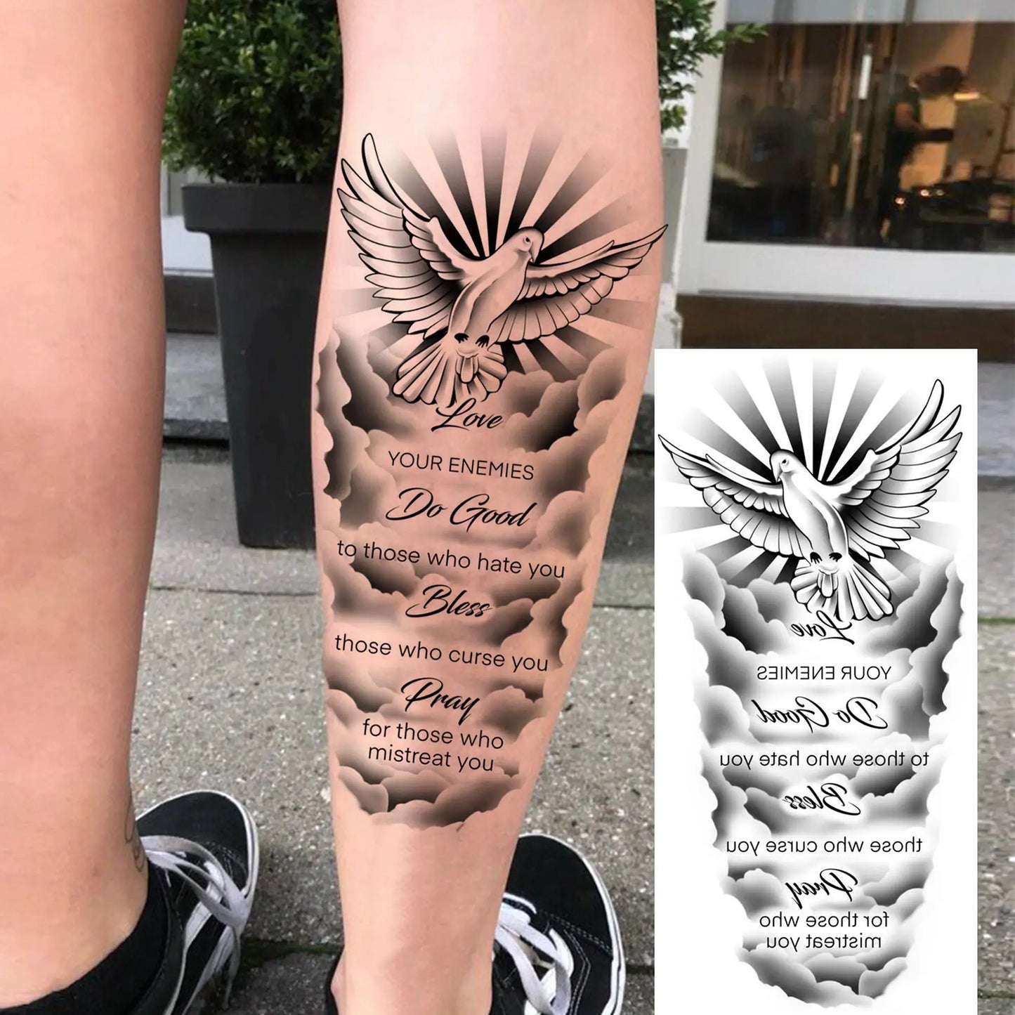 1 Sheet Bless Belief Faith Engraved Temporary Tattoos Family Love Tatoos Waterproof Realistic Fake Tattoo Stickers Long Lasti