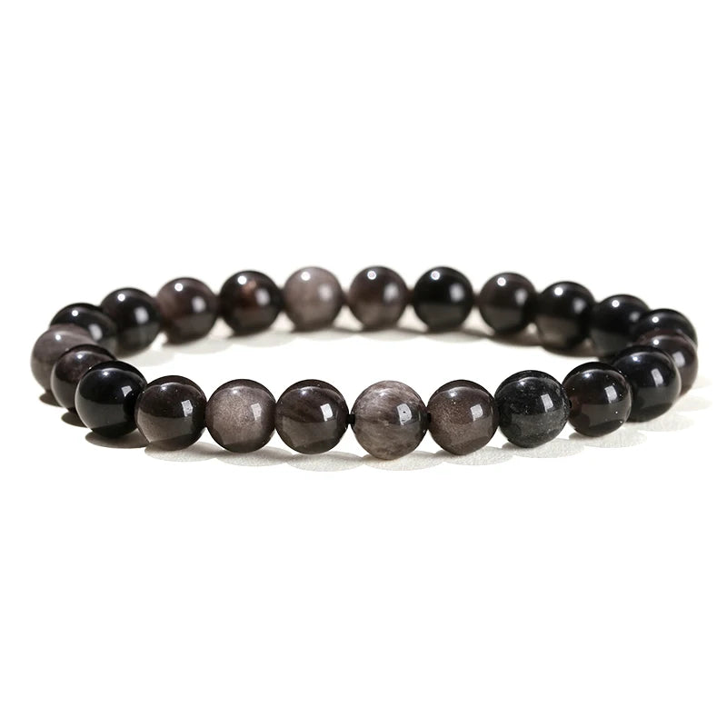 JD Natural Stone Beads Bracelet Amethyst Tiger Eye Crystal Quartz Agate Gem Beads Bangles Women Men Reiki Healling Jewelry Gi