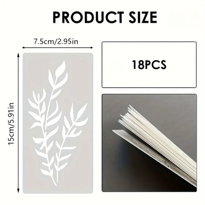 18Pcs/set DIY Flower Painting Stencils, Reusable Plastic Templates for Wood, Fabric, Paper Spray Paint & Graffiti Craft Suppl