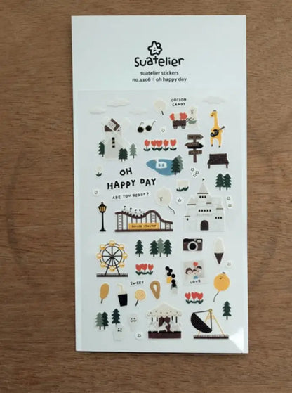 Korean Suatelier Stickers Cute Home Style Scrapbooking DIY Junk Journal Diary Stationery Deco Sticker Handiwork Craft Supplie