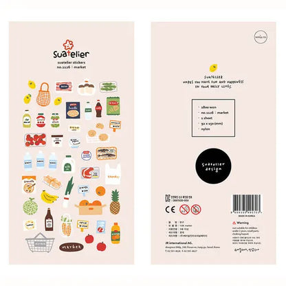 Suatelier Foods Stickers Aesthetic Scrapbooking Cute Junk Journal Ephemera Korean Deco Sticker Planner Diary DIY Craft Suppli