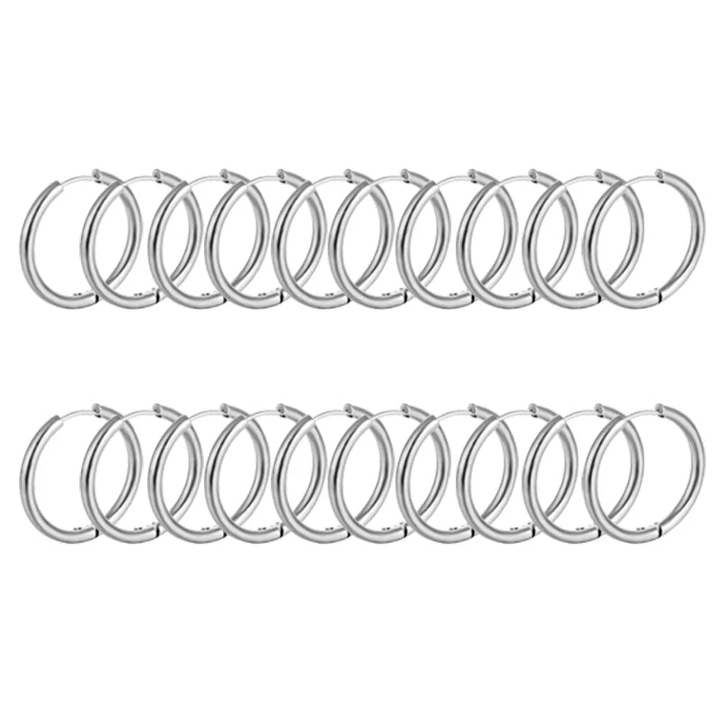 10/20Pcs Minimalist 316L Stainless Steel Small Hoop Earrings For Women Man Classic Round Earrings Fashion Ear Piercing Jewelr