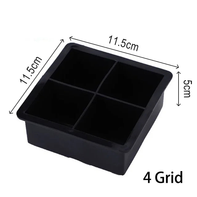 4/15 Grid Silicone Ice Cube Mold Big Square Ice Cube Tray Mold Ice Cube Maker Non-toxic Durable Bar Pub Wine Ice Blocks Maker