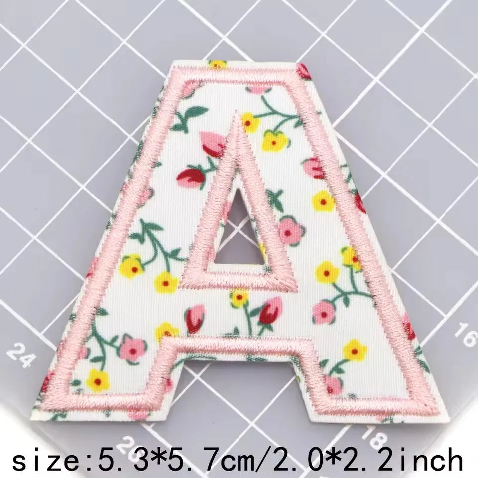New 3color Iron on Letters for Clothing Flower Embroidery Varsity Alphabet Decor Repair Patches Ironed Adhesive for Hats Shoe