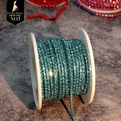 Rhinestones Chain Roll Tassel 1/10Yard Crystal Ribbon Strass Banding Sew On Gold Rhinestone Trim Strip Cup Chains For Needlew