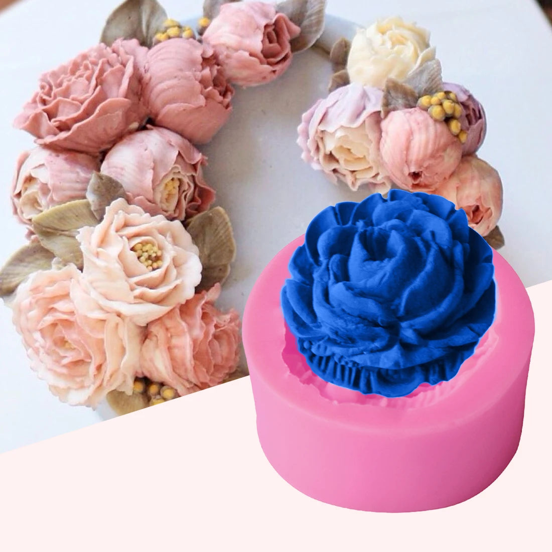 1PC Cake decorating tools 3D Rose Flower Silicone Mold Fondant Gift Decorating Chocolate Cookie Soap Polymer Clay Baking Mold