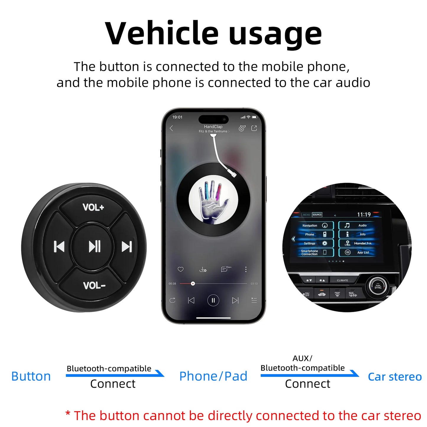 Car Steering Wheel Wireless Bluetooth-compatible Remote Control Button