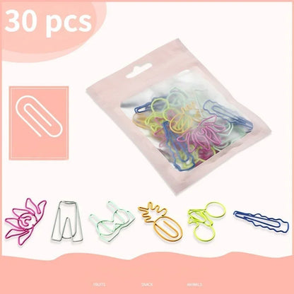 New 30Pcs/bag Colorful Creative Office Supplies Decorative Bookmarks Memo Bookmark Paper Clips Paperclip Bookmarks Random Col