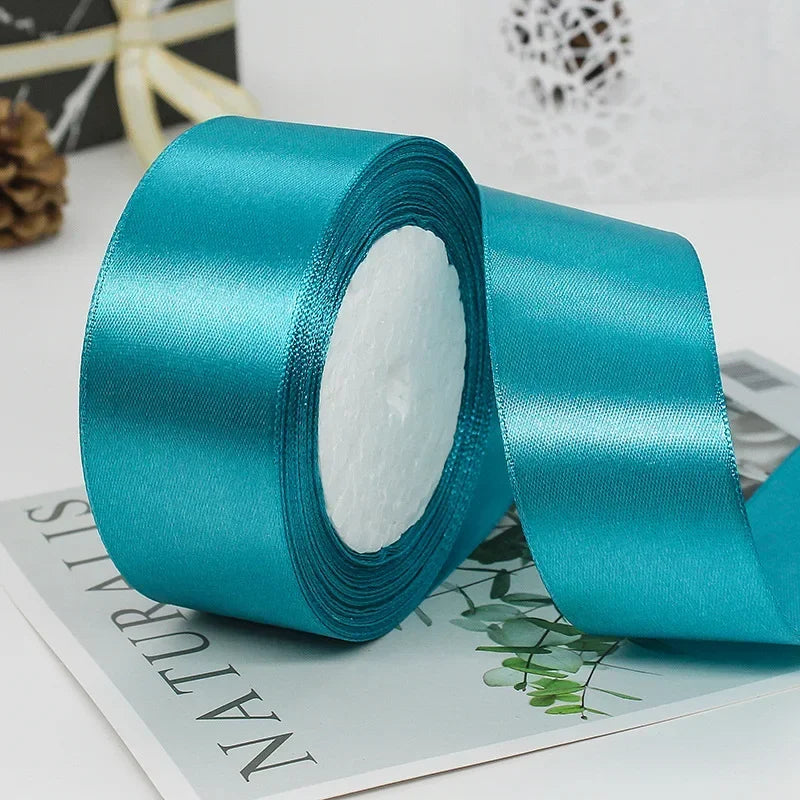 25yards/Roll 40mm Satin Ribbons Crafts Bow DIY Gift Wrap Wine Red Orange Yellow Green Blue Purple Black Gray Gold White Ribbo