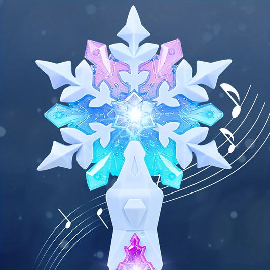 Princess Snow Wand Toy Snowflake Light Sound Sticks Kid Cosplay Fairy Girls Glowing Wands Christmas Halloween Children Toys