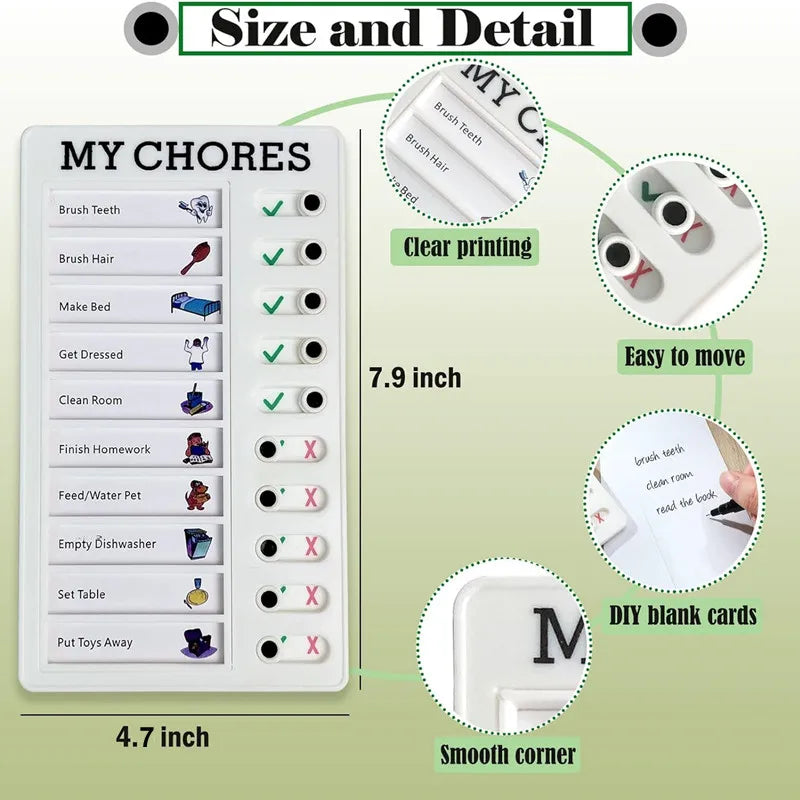 Reusable My Chores Checklist Task Board Daily Schedule Planner Memo Chore Chart Kid Responsibility Behavior Self Discipline C