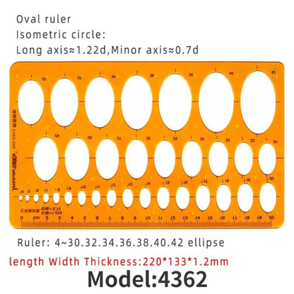 Architectural Drafting Template Set - Round & Oval Shapes, Resin Design Rulers for Furniture and Building Plans, Office Suppl