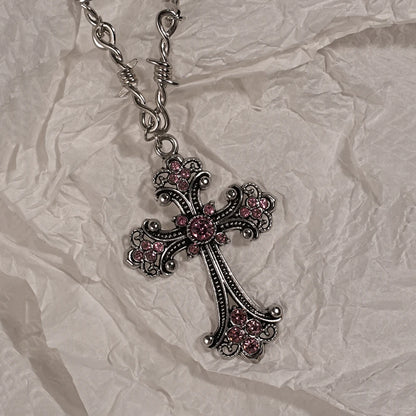 Y2K Sweet Cool Girl Personalized Creative Cross Love Pendant Necklace, Suitable for Daily Wearing - Style 1