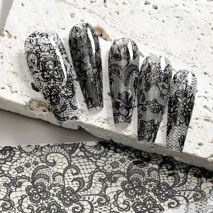 10 Rolls Black White Lace Nail Foil Transfer Stickers DIY Waterproof Nail Decoration Supplies Nail Accessorie