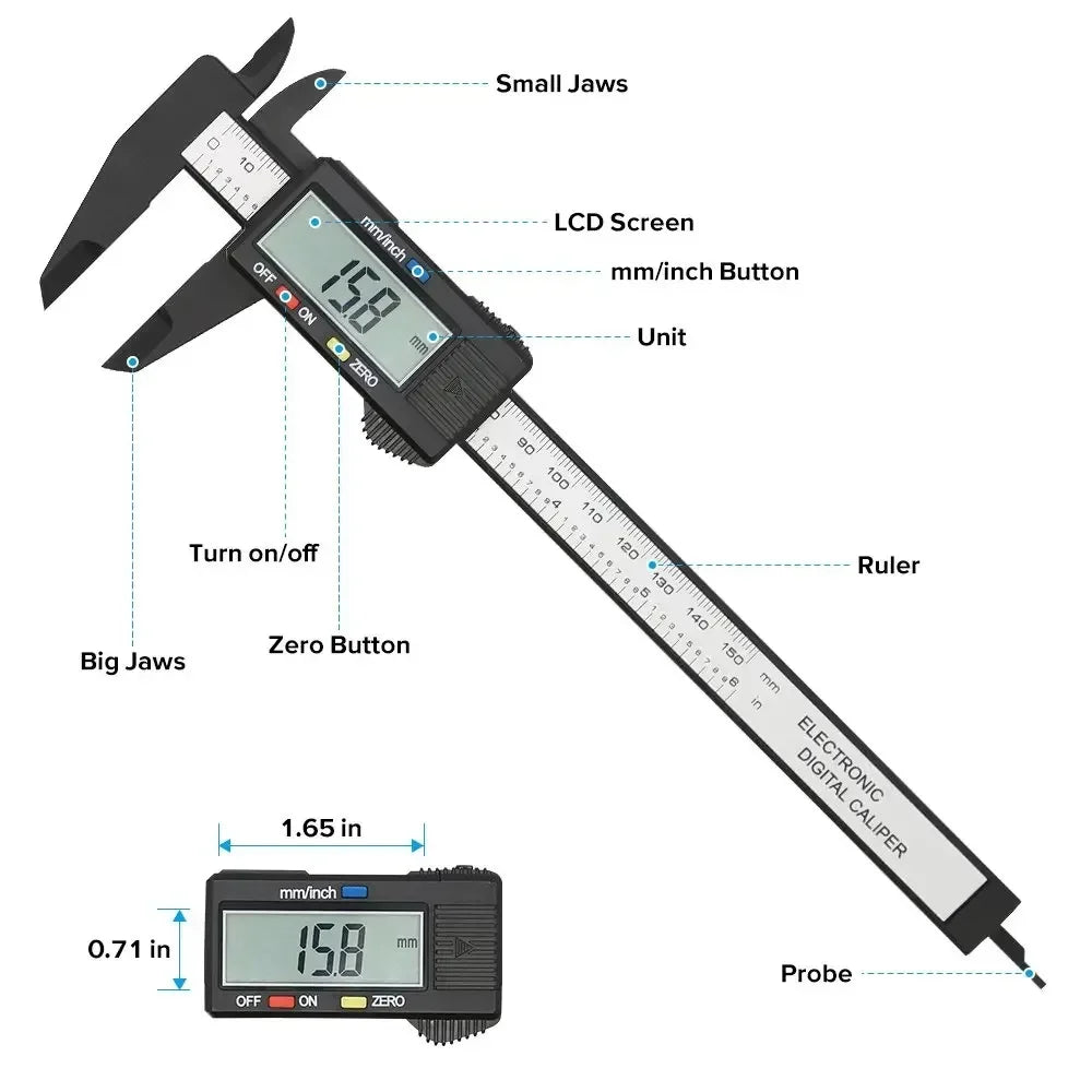 Digital Vernier Caliper Measuring Gauging Inspection Tool, Calibrator Precision Job Measurement & Analysis Instruments Gauge