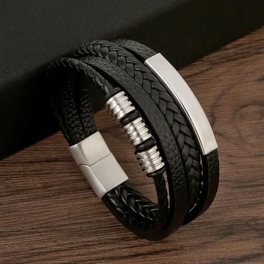 Classic Men's Leather Bracelet New Style Hand-woven Multi-layer Combination Accessory Fashion Man Jewelry